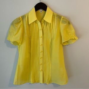 Banana Republic yellow semi-sheer button down